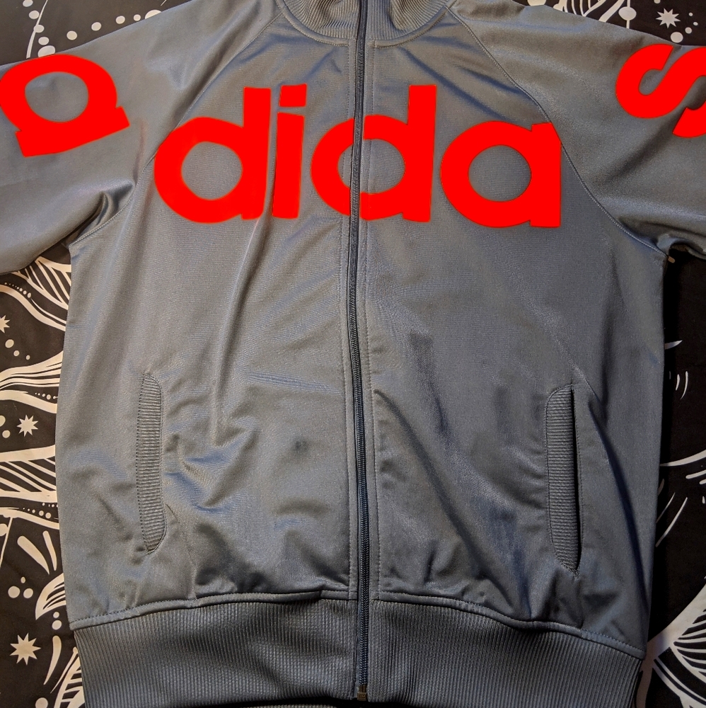 adidas grey/orange track jacket